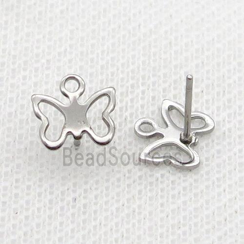 Raw Stainless Steel Stud Earring Butterfly