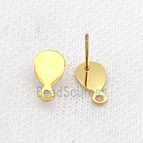 Stainless Steel Stud Earring Teardrop Gold Plated