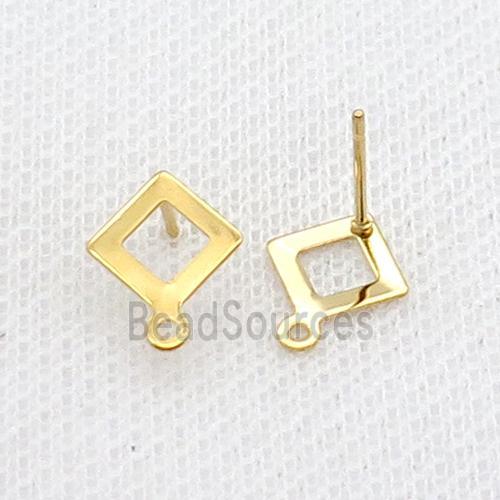 Stainless Steel Stud Earring Rhombic Gold Plated