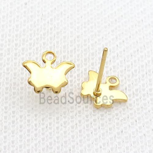 Stainless Steel Stud Earring Butterfly Gold Plated