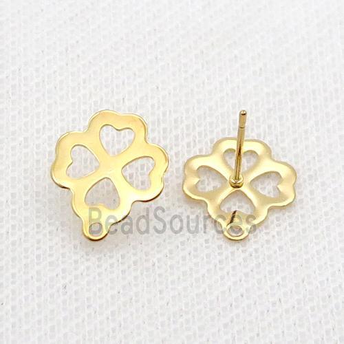 Stainless Steel Stud Earring Flower Gold Plated