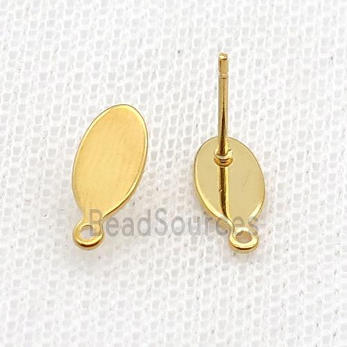 Stainless Steel Stud Earring Oval Gold Plated