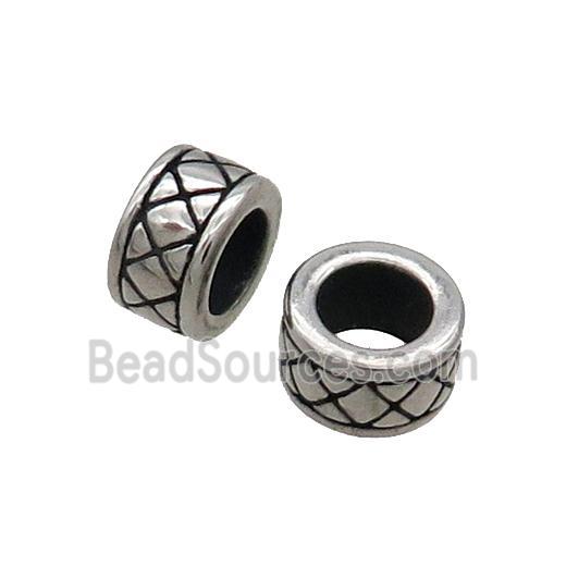 Stainless Steel Column Beads Large Hole Antique Silver