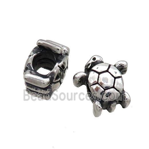 Stainless Steel Tortoise Beads Large Hole Antique Silver