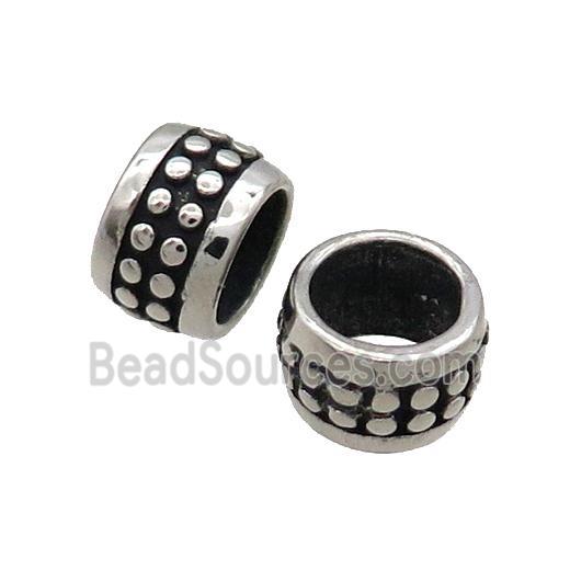 Stainless Steel Tube Beads Large Hole Antique Silver