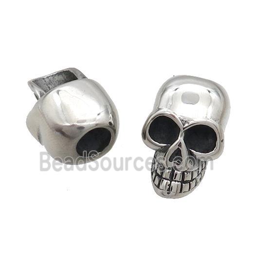 Stainless Steel Skull Beads Large Hole Antique Silver