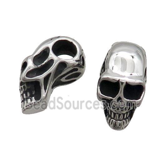 Stainless Steel Beads Skull Large Hole Antique Silver