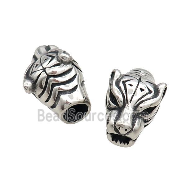 Stainless Steel Leopard Beads Large Hole Antique Silver