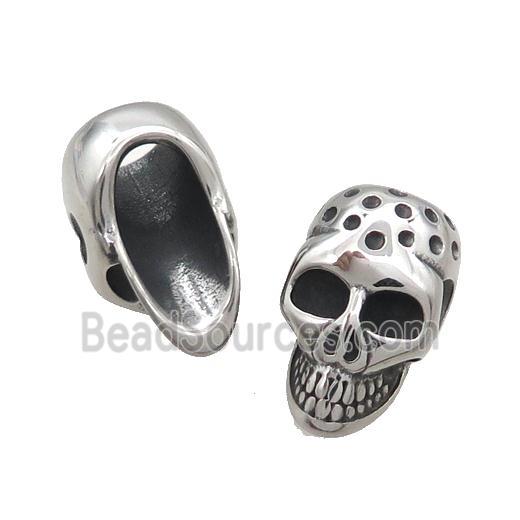 Stainless Steel Skull Beads Large Hole Antique Silver