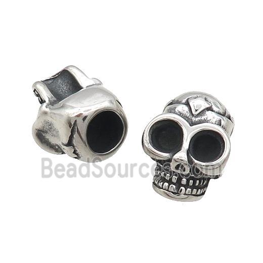 Stainless Steel Skull Beads Large Hole Antique Silver