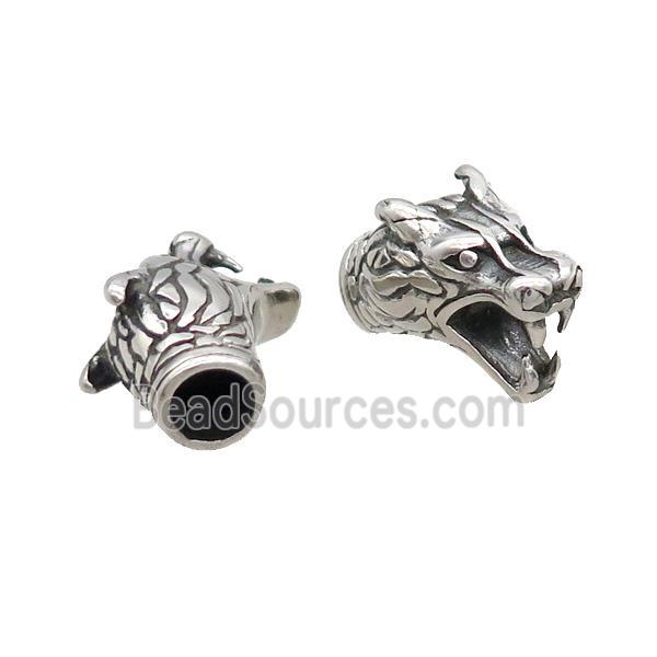 Stainless Steel Loong Beads Large Hole Antique Silver