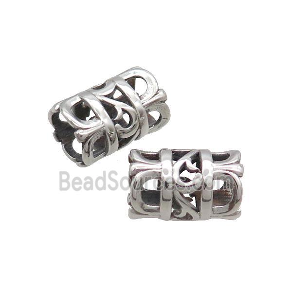 Stainless Steel Tube Beads Large Hole Antique Silver