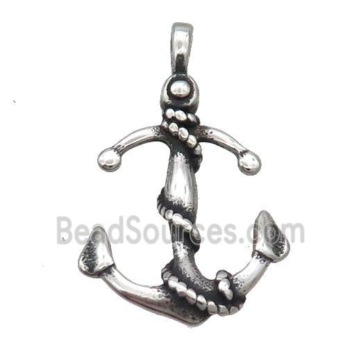 Stainless Steel Anchor Pendant Antique Silver