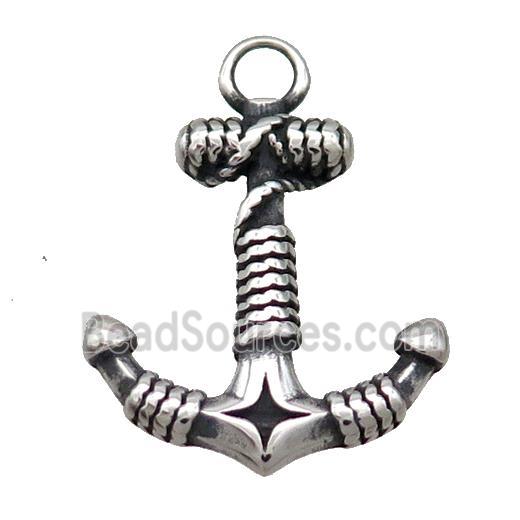 Stainless Steel Anchor Pendant Antique Silver