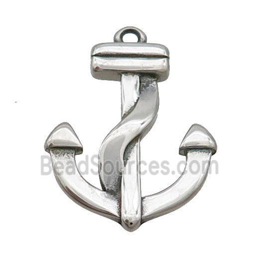 Stainless Steel Anchor Pendant Antique Silver