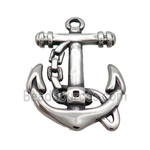 Stainless Steel Anchor Pendant Antique Silver