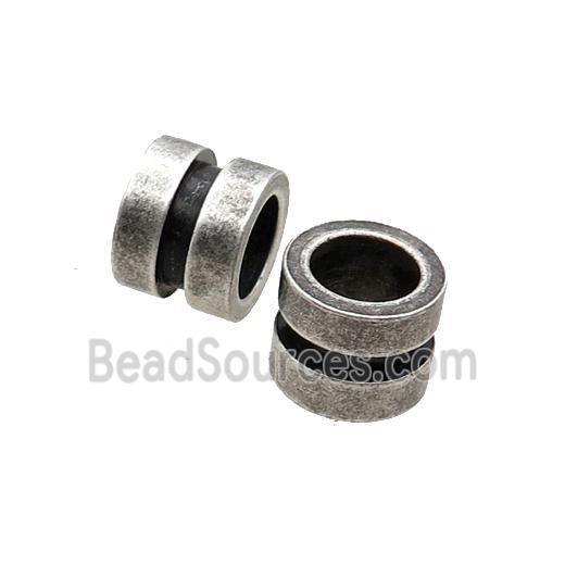 Stainless Steel Tube Beads Large Hole Antique Silver