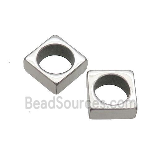 Raw Stainless Steel Square Beads Large Hole