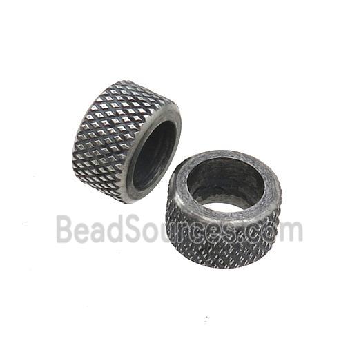 Stainless Steel Column Beads Large Hole Antique Silver