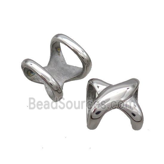 Raw Stainless Steel X Beads Large Hole