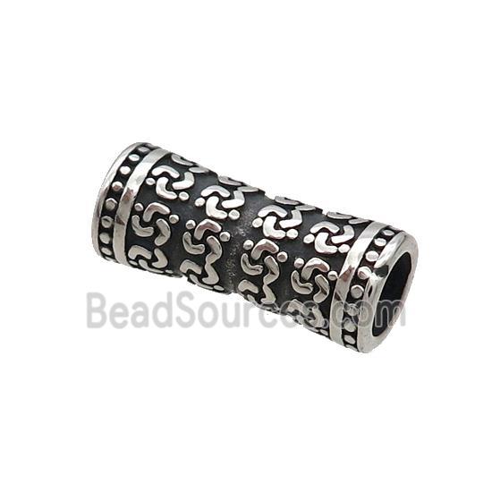 Stainless Steel Column Beads Large Hole Antique Silver