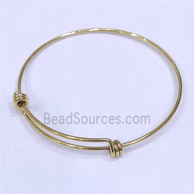 Stainless Steel Bangle Gold Plated Adjustable