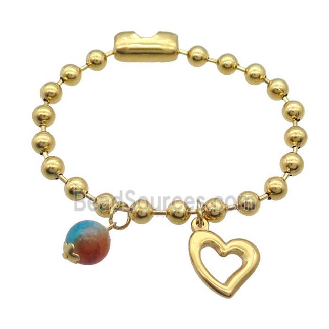 Stainless Steel Bracelet Heart Gold Plated