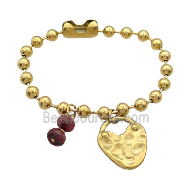 Stainless Steel Bracelet Lock Gold Plated