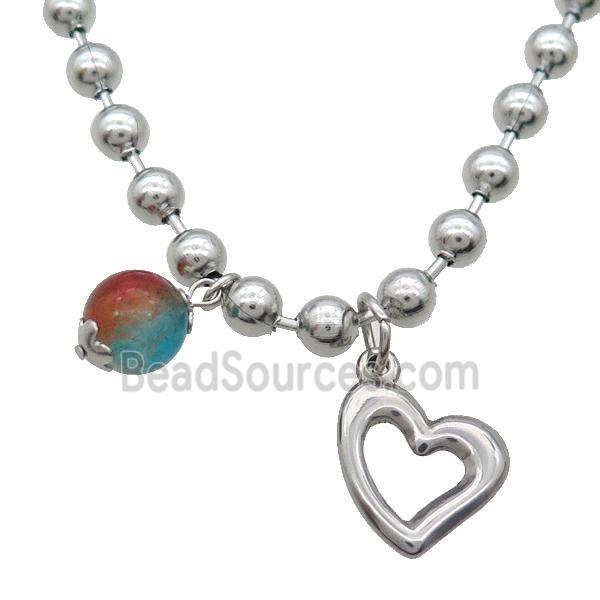 Raw Stainless Steel Necklace Heart