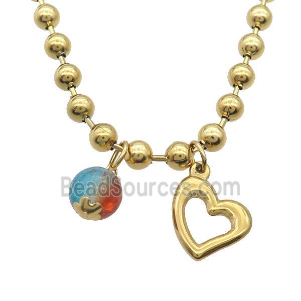 Stainless Steel Necklace Heart Gold Plated