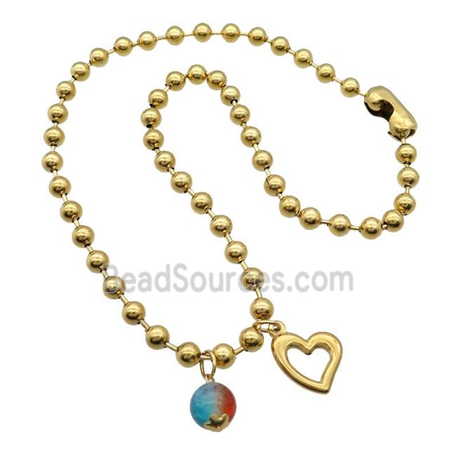 Stainless Steel Necklace Heart Gold Plated