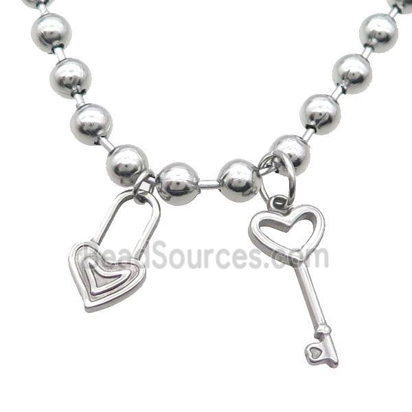 Raw Stainless Steel Necklace Lock Eye