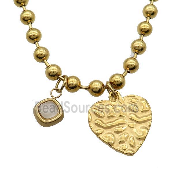 Stainless Steel Necklace Heart Gold Plated