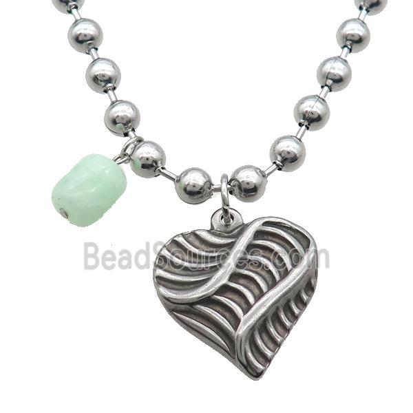 Raw Stainless Steel Necklace Heart