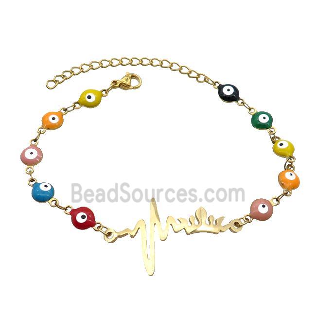 Stainless Steel Bracelets Evil Eye Multicolor Crown Gold Plated