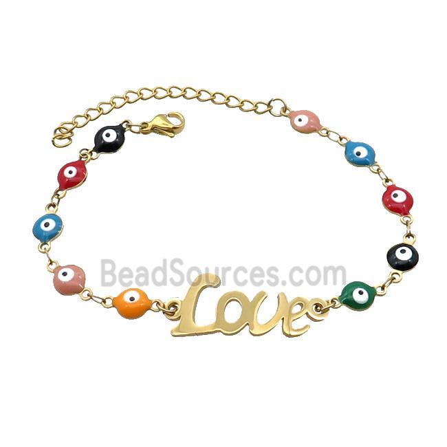 Stainless Steel Bracelets Evil Eye Multicolor LOVE Gold Plated