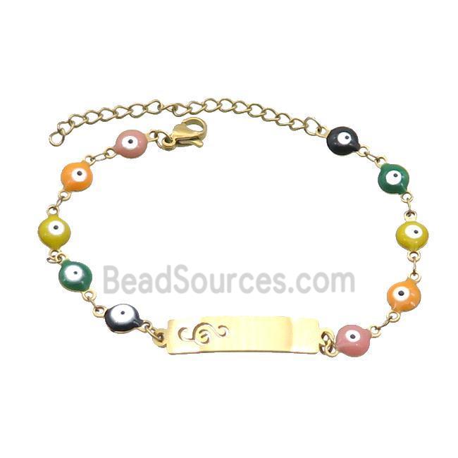 Stainless Steel Bracelets Evil Eye Multicolor Gold Plated