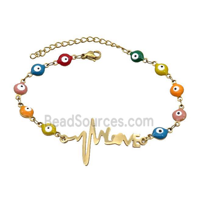 Stainless Steel Bracelets Evil Eye Multicolor LOVE Gold Plated