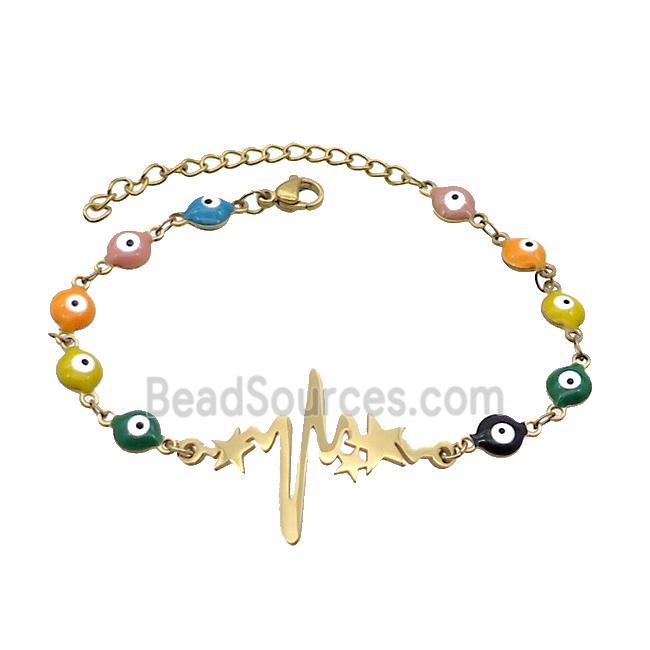 Stainless Steel Bracelets Evil Eye Multicolor Star Gold Plated