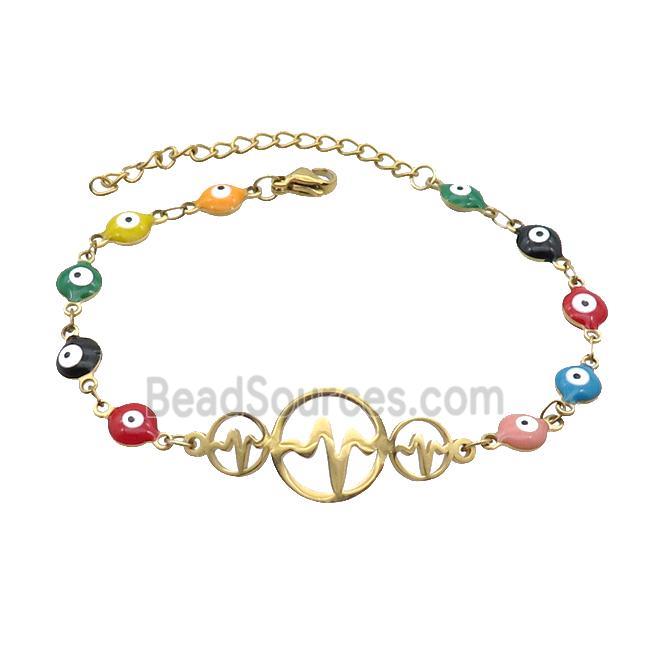 Stainless Steel Bracelets Evil Eye Multicolor Gold Plated