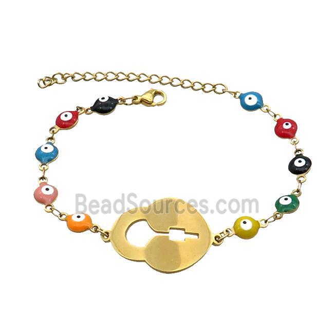 Stainless Steel Bracelets Evil Eye Multicolor Lock Gold Plated