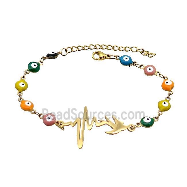 Stainless Steel Bracelets Evil Eye Multicolor Gold Plated