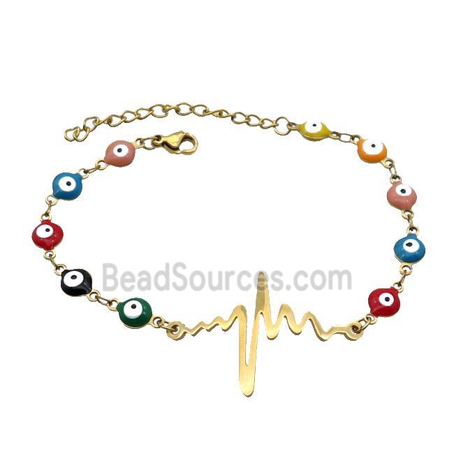 Stainless Steel Bracelets Evil Eye Multicolor Cardiogram Gold Plated