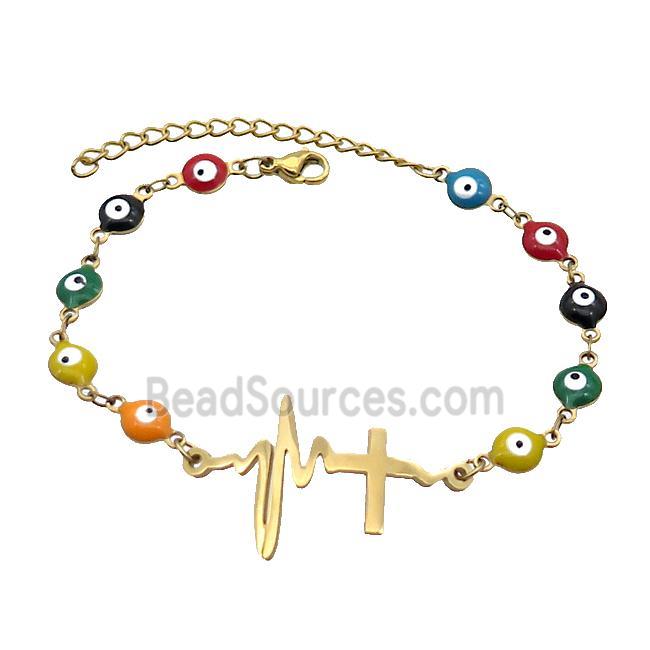 Stainless Steel Bracelets Evil Eye Multicolor Cross Gold Plated