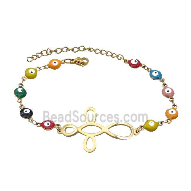 Stainless Steel Bracelets Evil Eye Multicolor Gold Plated