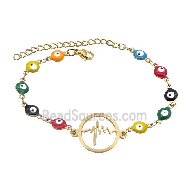 Stainless Steel Bracelets Evil Eye Multicolor Cardiogram Gold Plated