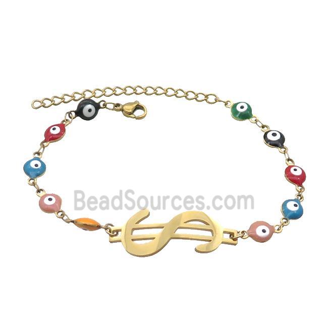 Stainless Steel Bracelets Evil Eye Multicolor Gold Plated