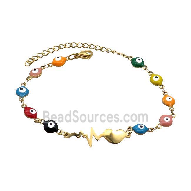 Stainless Steel Bracelets Evil Eye Multicolor Gold Plated