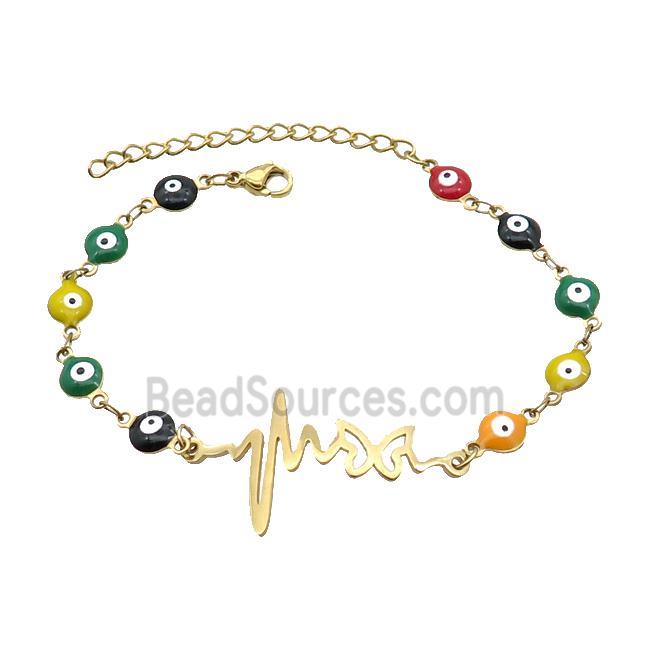 Stainless Steel Bracelets Evil Eye Multicolor Butterfly Gold Plated