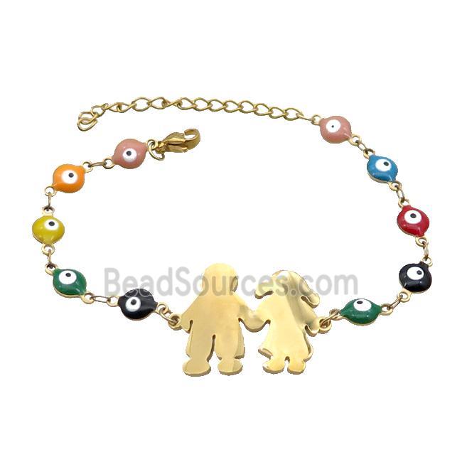 Stainless Steel Bracelets Evil Eye Multicolor Couple Gold Plated